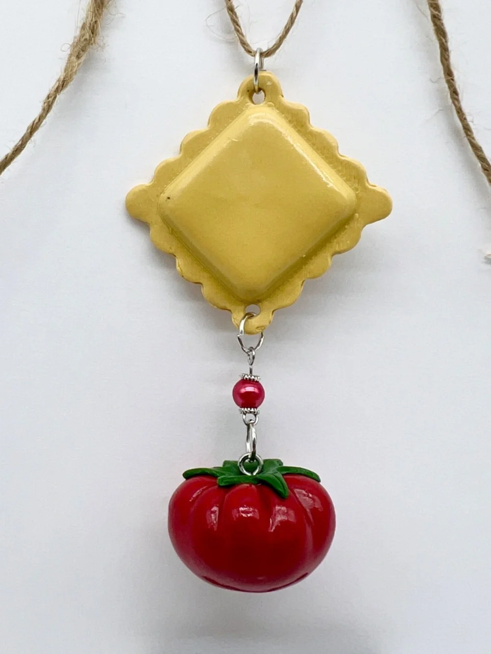Ravioli & Tomato Ornament | Handmade Italian Food Ornament, Pasta Lover Gift